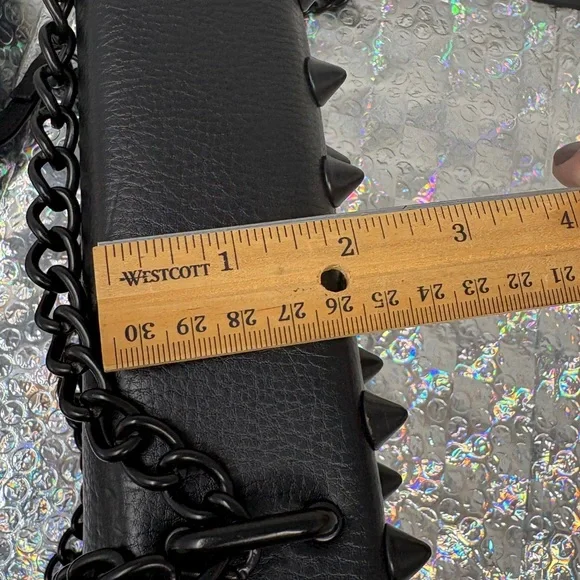 Foley + Corinna Black Spiked Studded Shoulder Bag Spikes Punk Goth - Picture 13 of 17